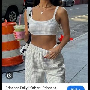 Princess Polly Waffled Textured White Lounge Set